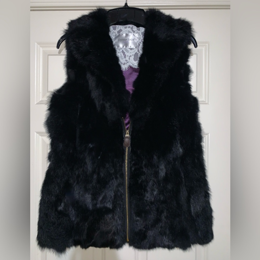 Patrizia Luca Black Faux Fur Vest
